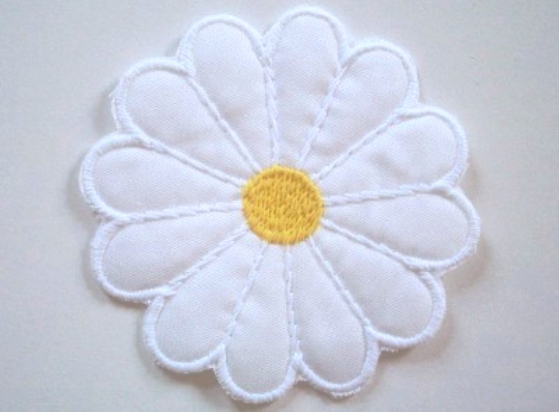 White/Yellow Daisy Embroidered Applique