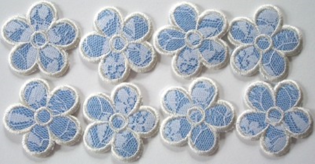 Blue/Ivory Lace Iron On Applique