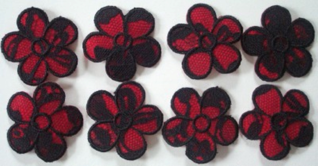 Red/Black Lace Iron On Applique