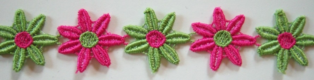 Hot Pink/Citrus 1 1/8" Daisy Lace