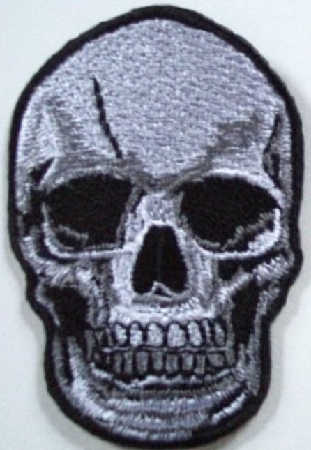 Large Grey Skull Iron On Applique