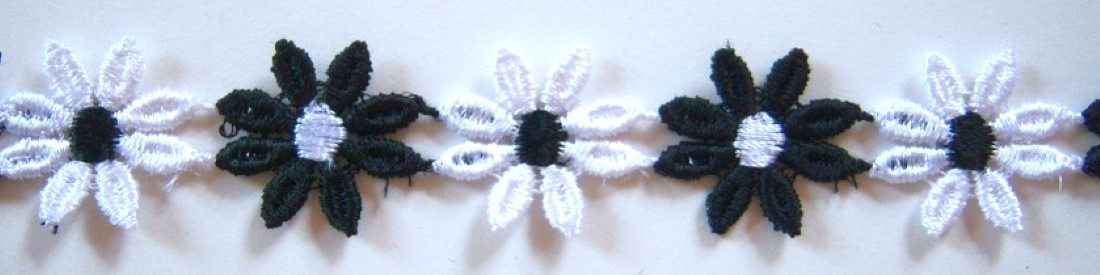 White/Black 1" Venise Lace