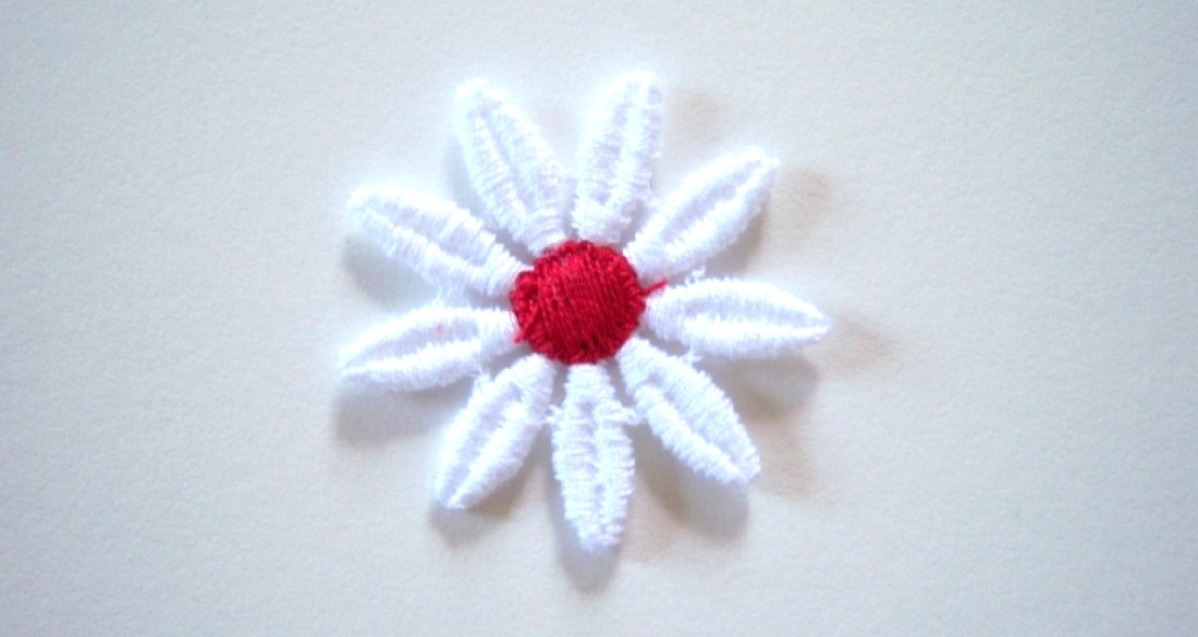 White/Red Daisy Applique