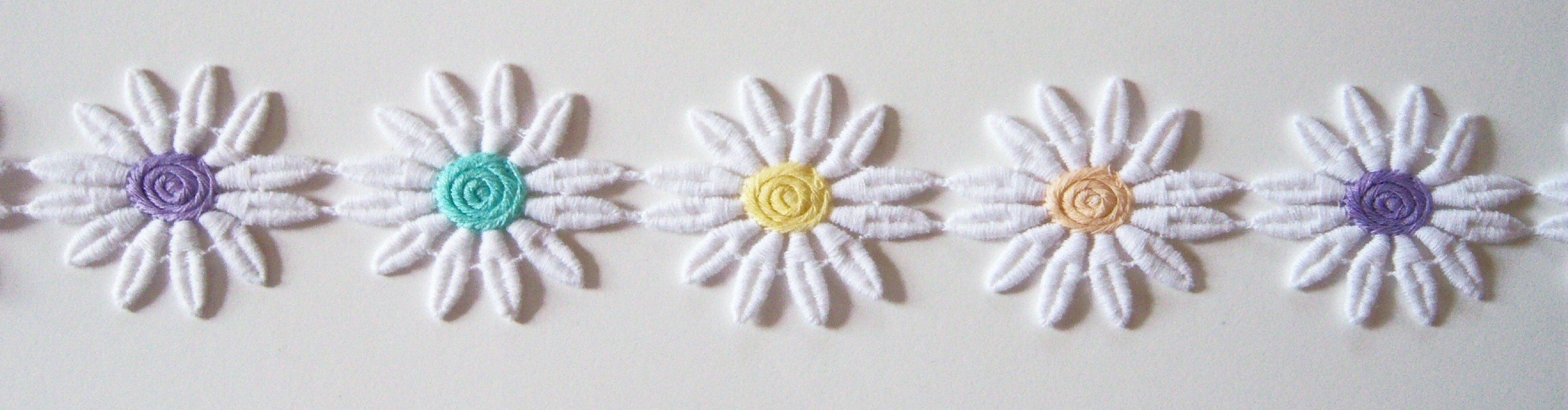 White/Multicolor Daisy Venise Lace Trim