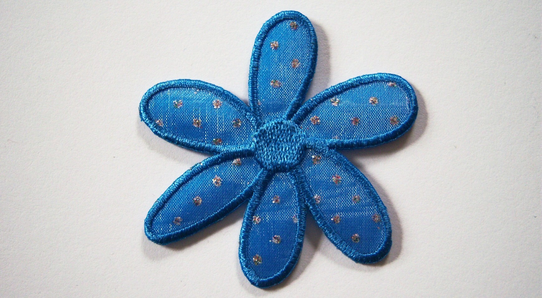 Blue Satin Sparkle Iron On Applique