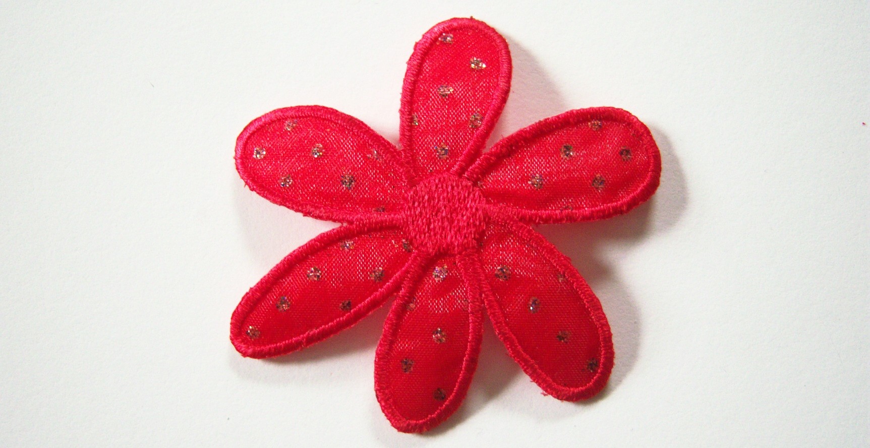 Red Satin Sparkle Iron On Applique