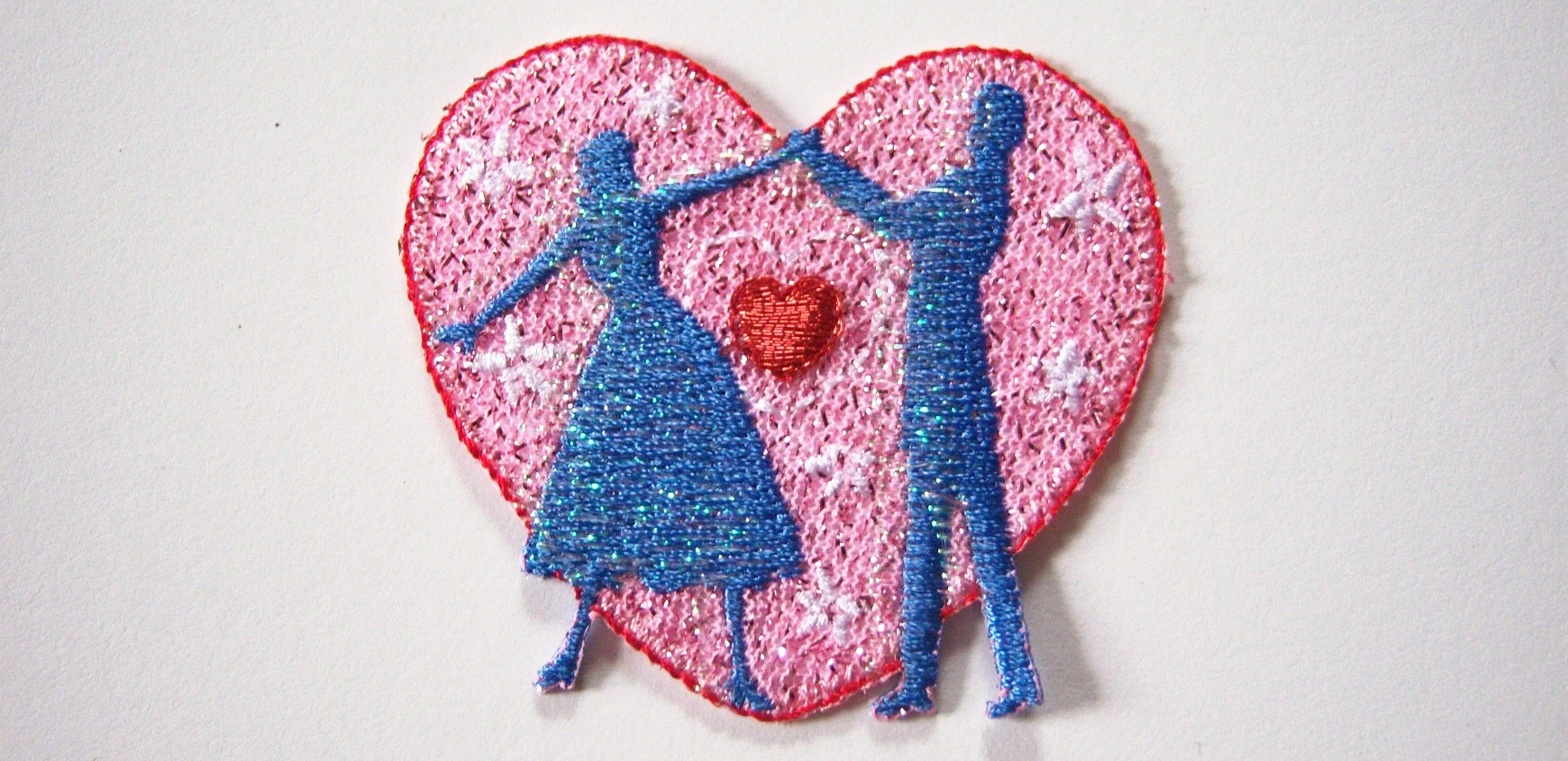 Pink/Blue Dancers Sparkle Heart Iron On