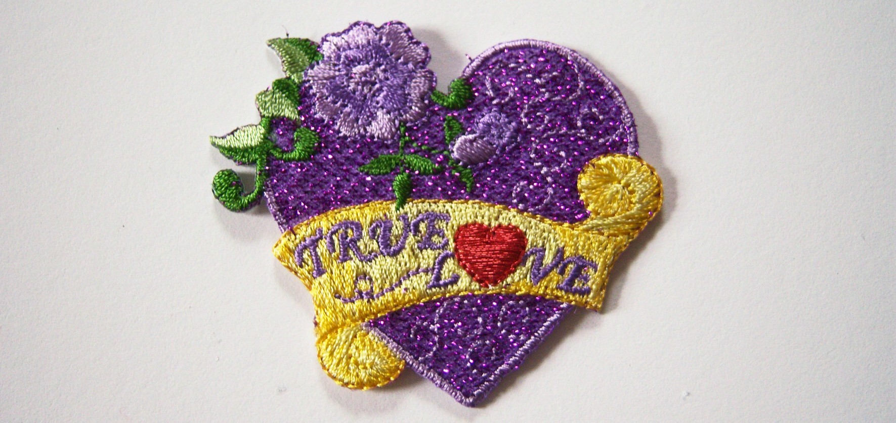 Purple Sparkle True Love Heart Iron On