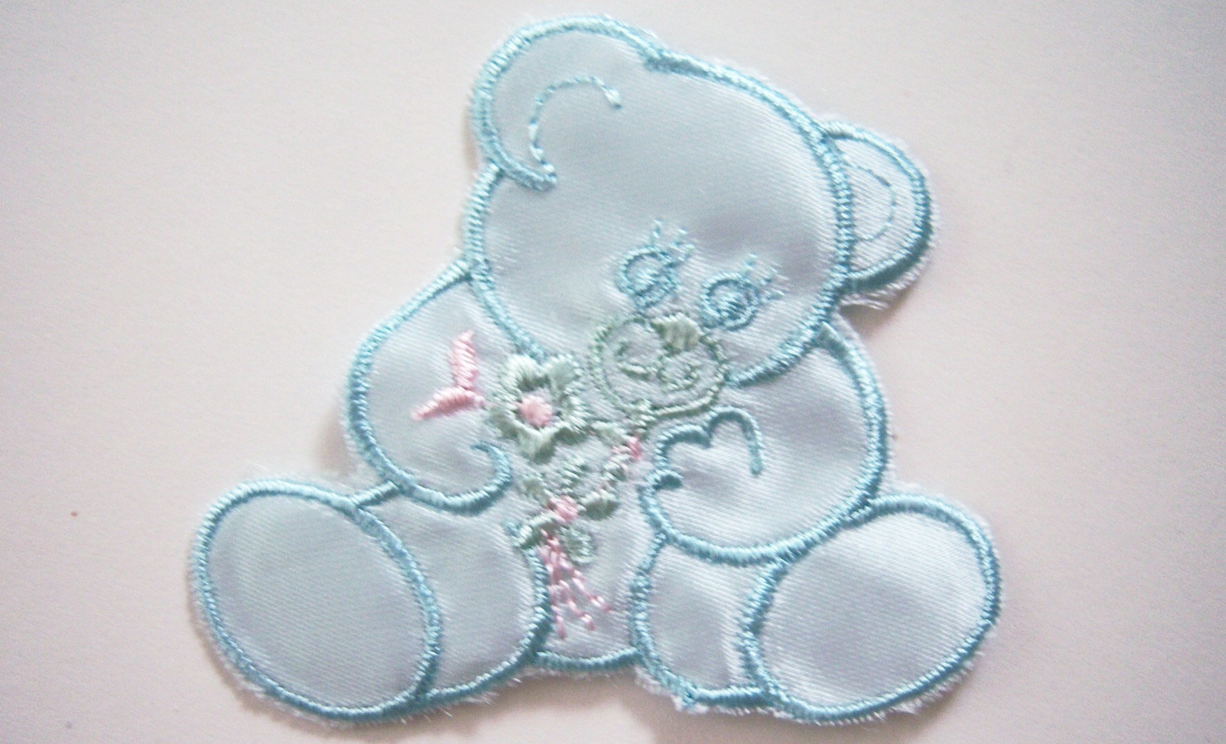 Blue Satin Bear Embroidered Applique