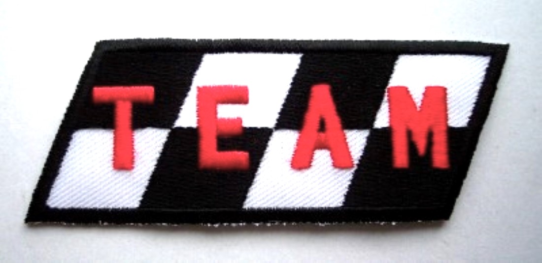 Black/White/Red TEAM Applique