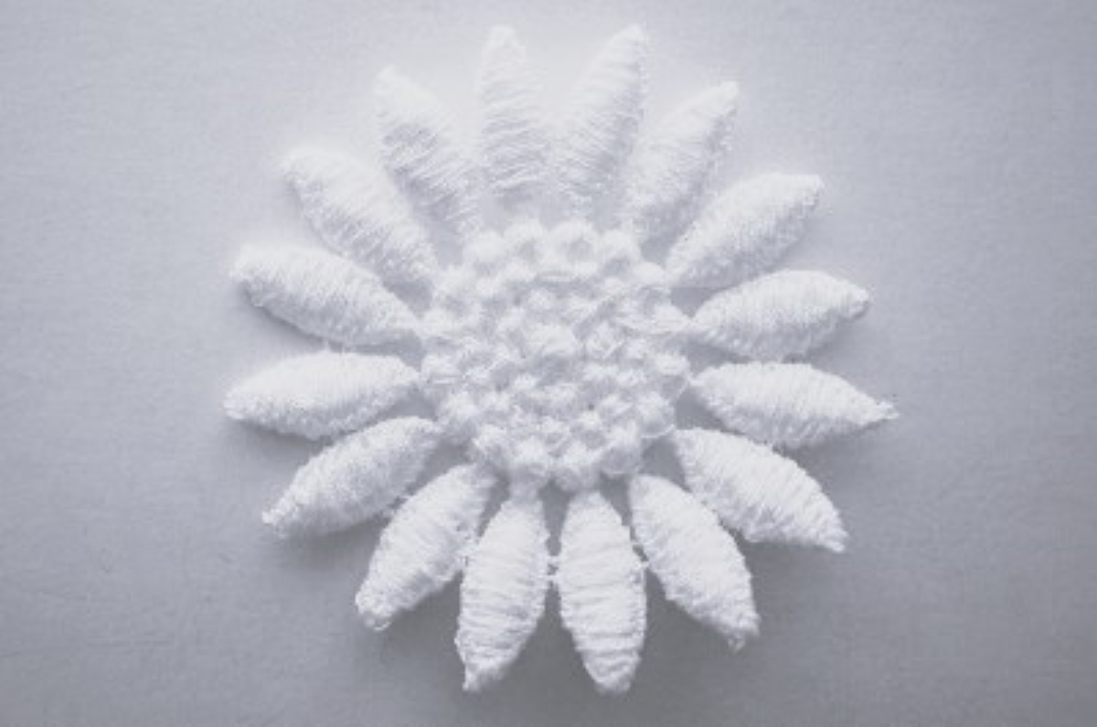 White Sunflower Cotton Applique