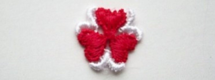 White/Red Clover 3/4" Applique