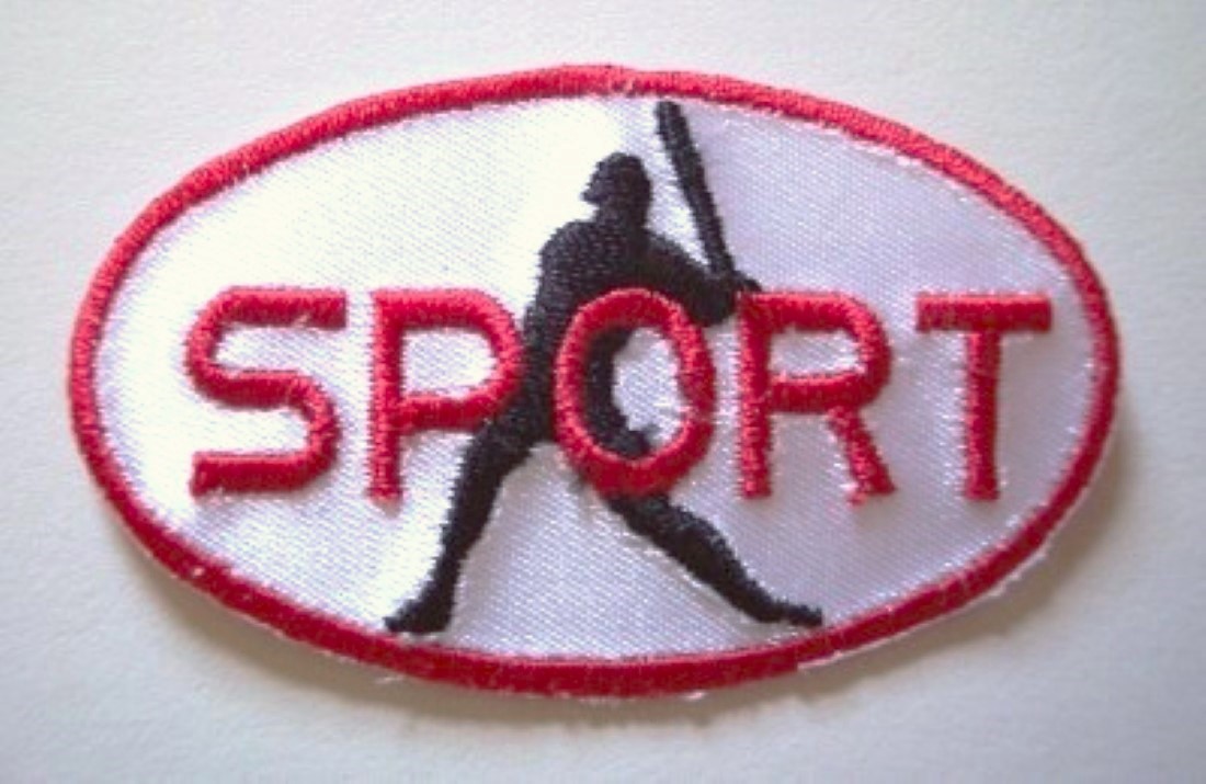 White Satin 1 1/2" x 2 1/2" SPORT Applique