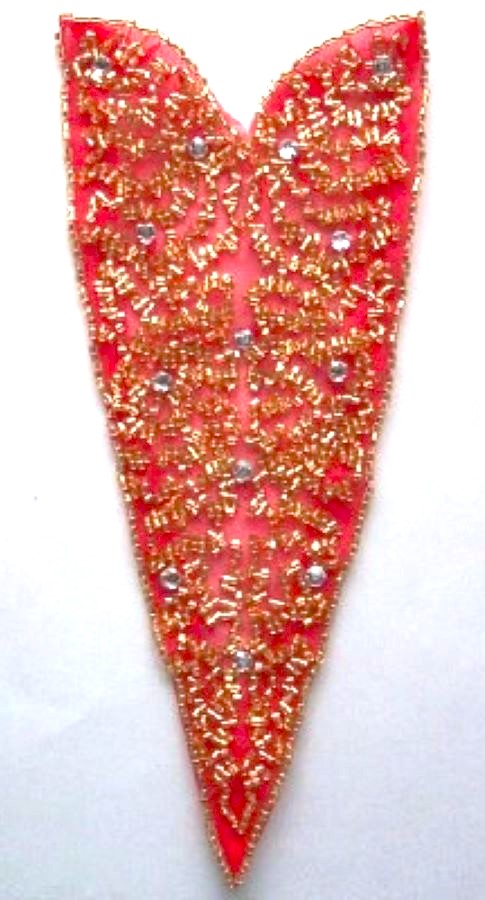 Red/Gold Bead/Rhinestone 9" Applique