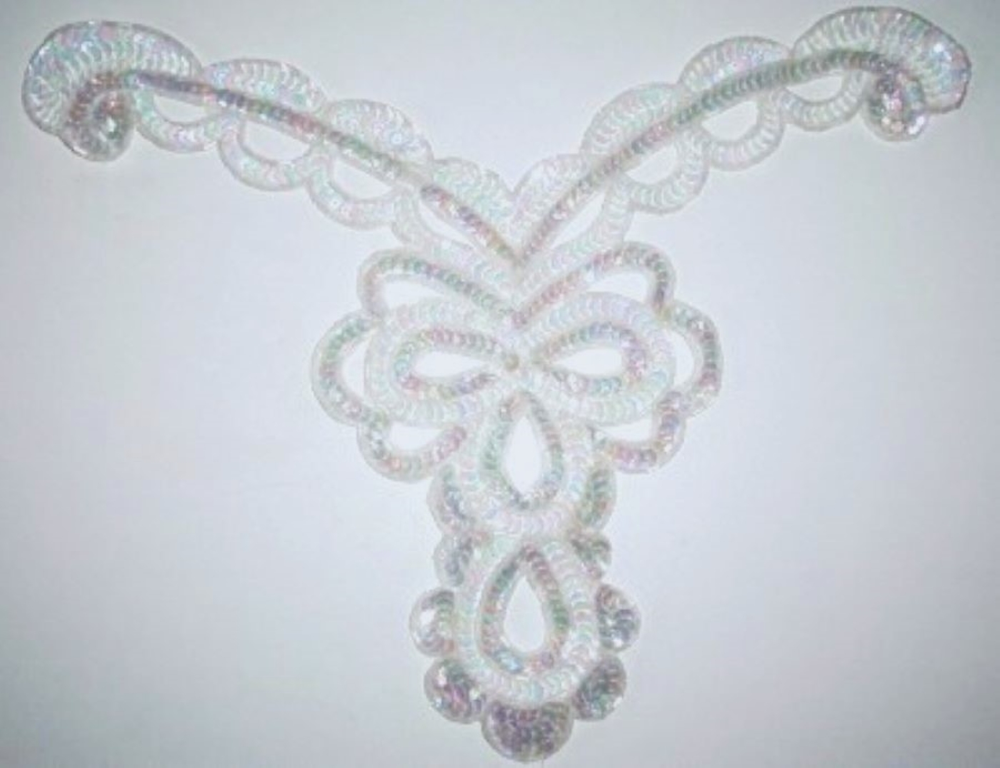 White Iridescent/Bead Yoke Applique