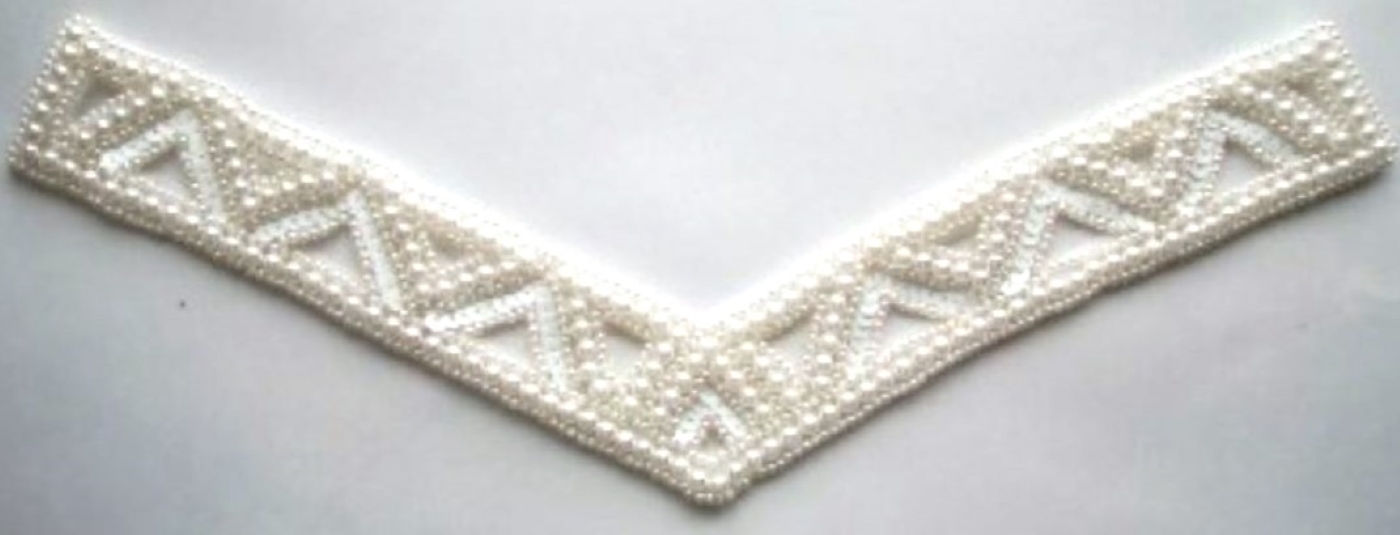 White Sequin/Ivory Pearl Vee Yoke