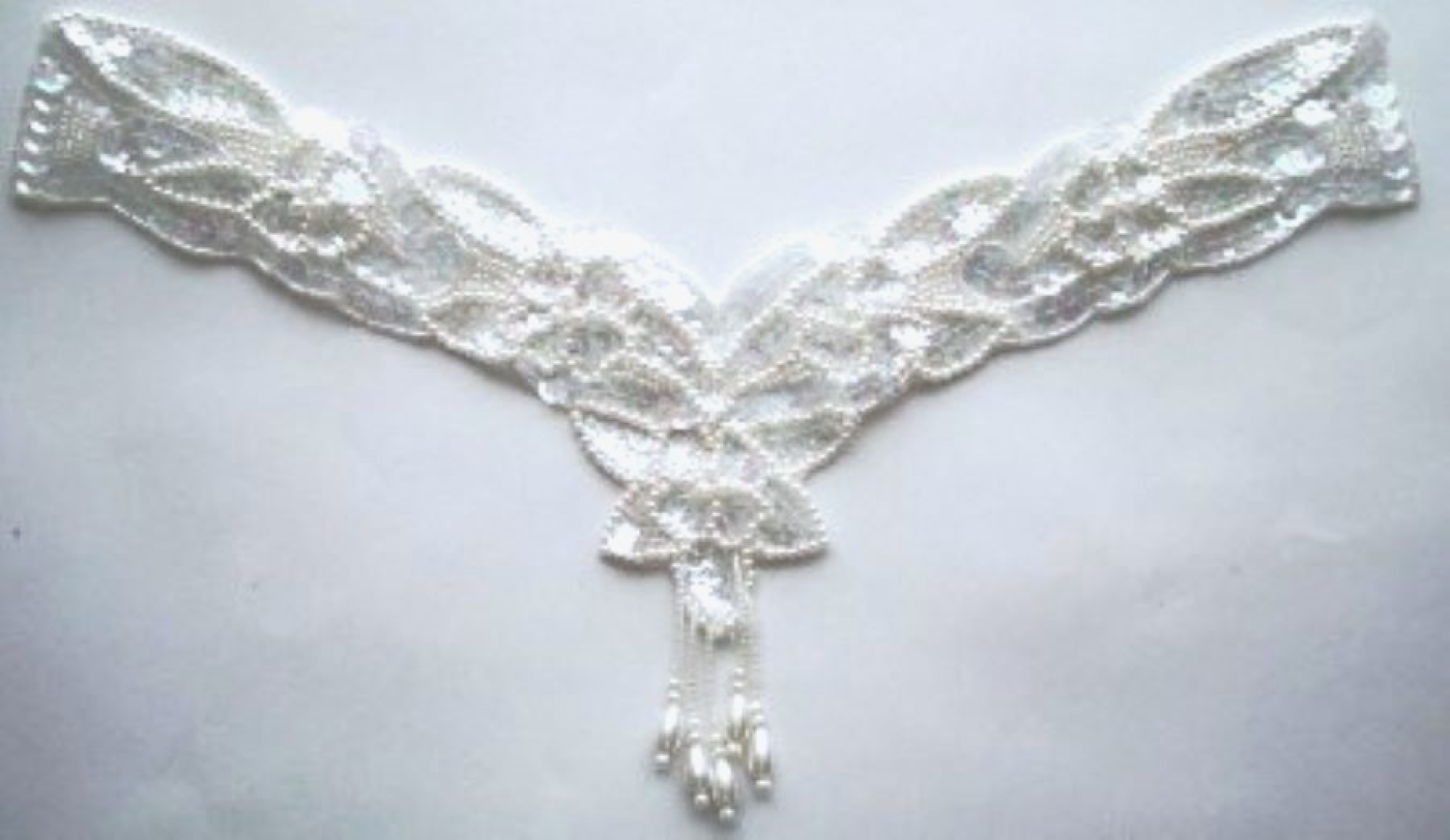 White Iridescent Dangle Choker/Yoke