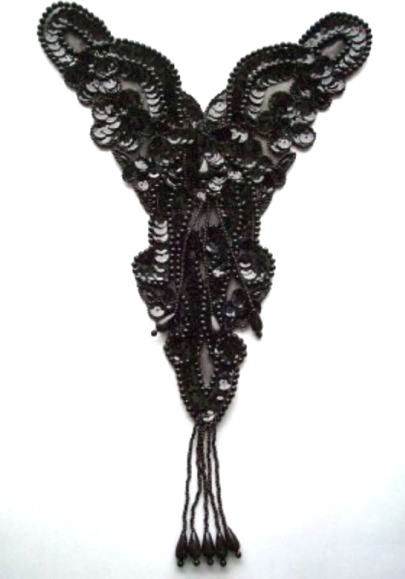 Black Iron On 14" Dangle Yoke Applique