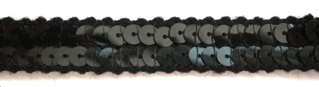 Black Two Row 11/16" Sequin Trim