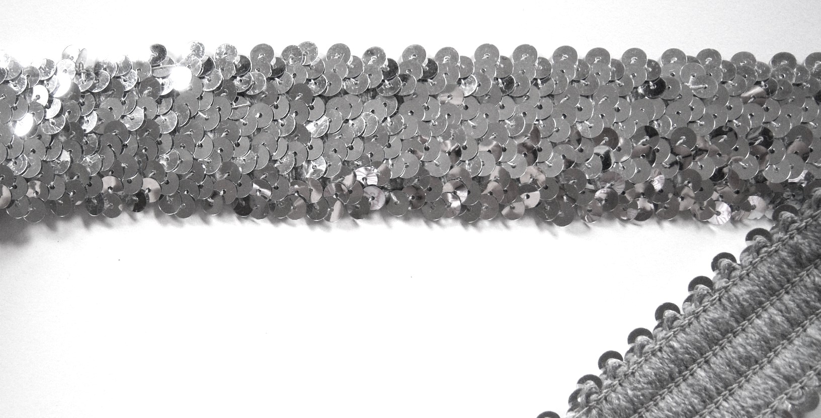 Silver 1 3/4" Stretch Sequin Trim