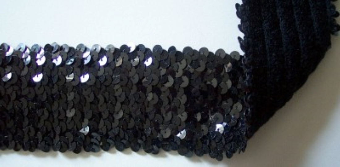 Black 2 3/8" Stretch Sequin Trim