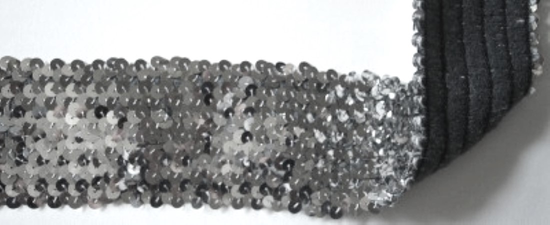 Silver 2 3/8" Stretch Sequin Trim