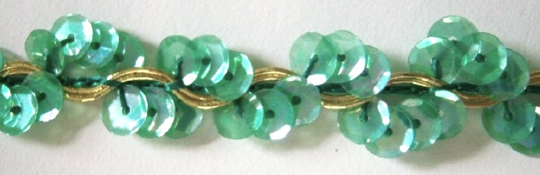 Iridescent Green Sequin/Gold 5/8" Trim