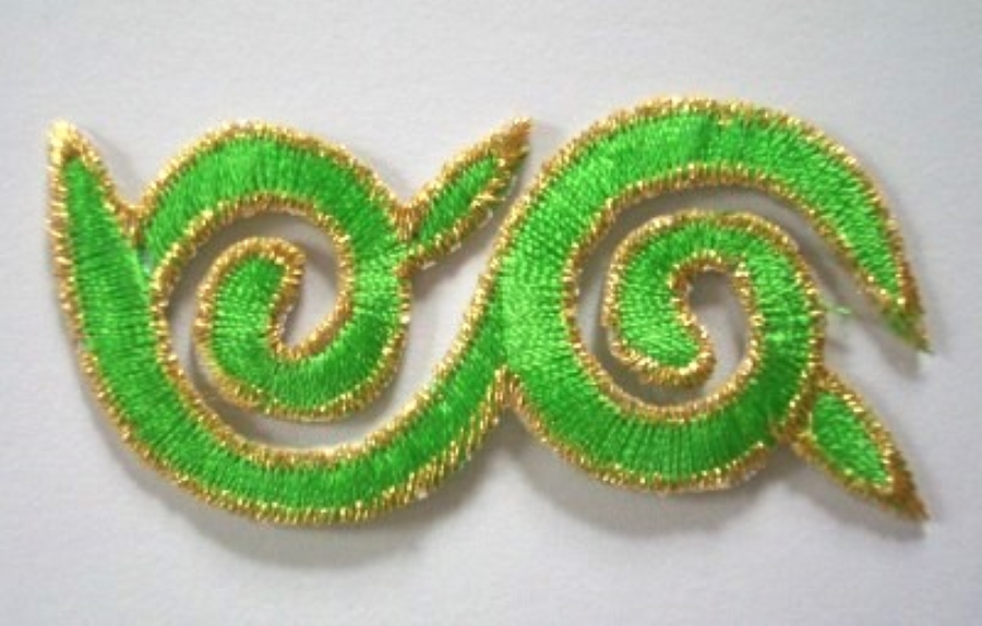 Lime/Gold Metallic Iron On Applique