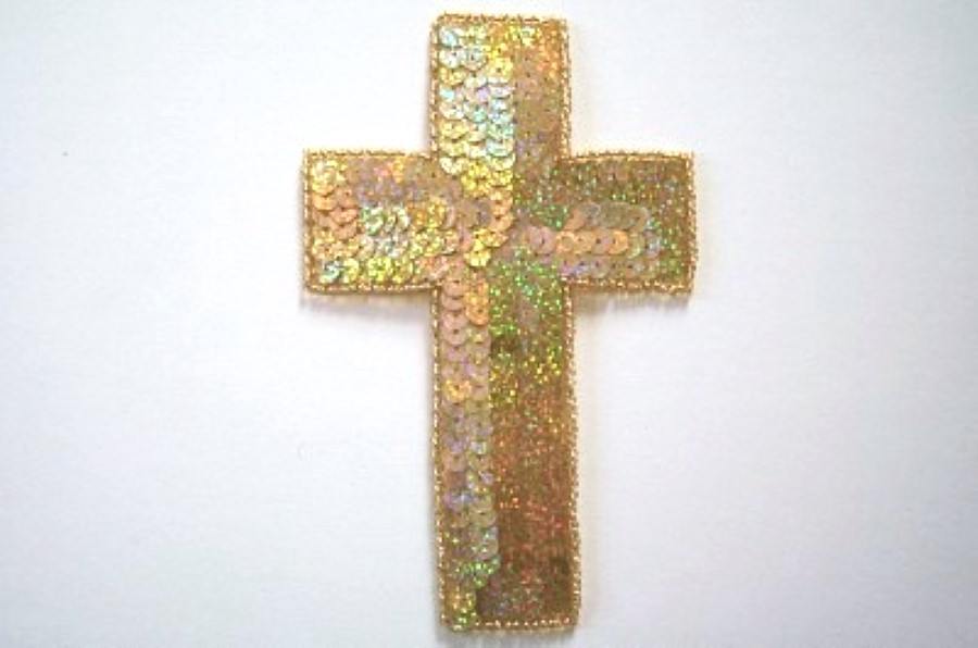 Gold Sequin/Bead 6 1/2" Cross