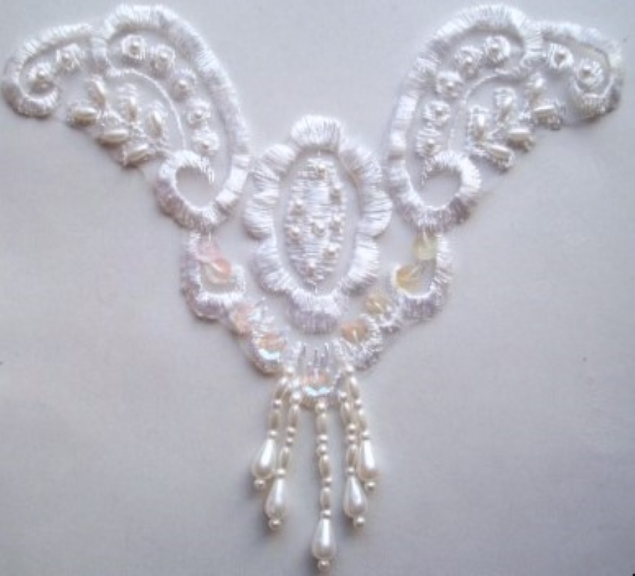 White Dangle 6" Organza Applique