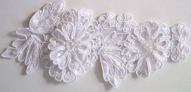 White Sequin/Bead Raised Applique