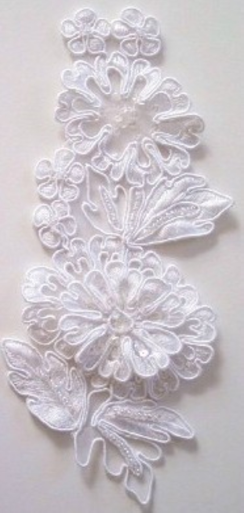 White Sequin/Bead Raised Applique