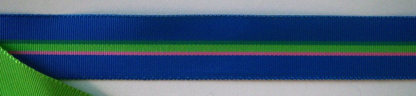 Sapphire/Lime Center Stripe 7/8" Grosgrain Ribbon