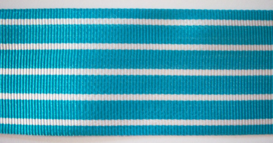 Turquoise/White 2" Grosgrain Ribbon