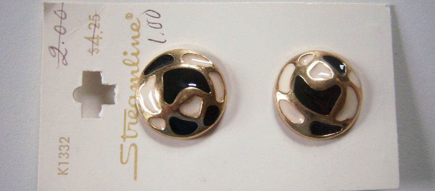 Black/White/Gold 7/8" Button Card