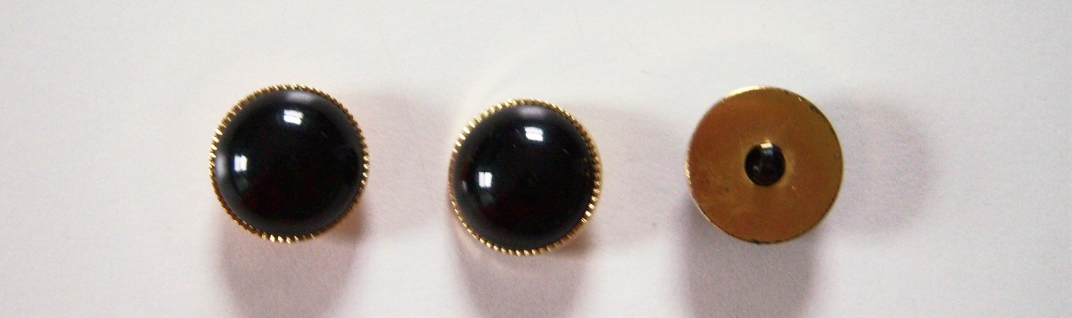 Black Ball/Gold Rim 3/4" Plastic Button