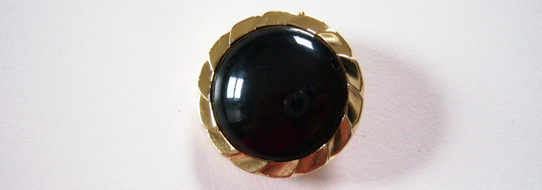 Black/Gold Rim 1 1/8" Plastic Button