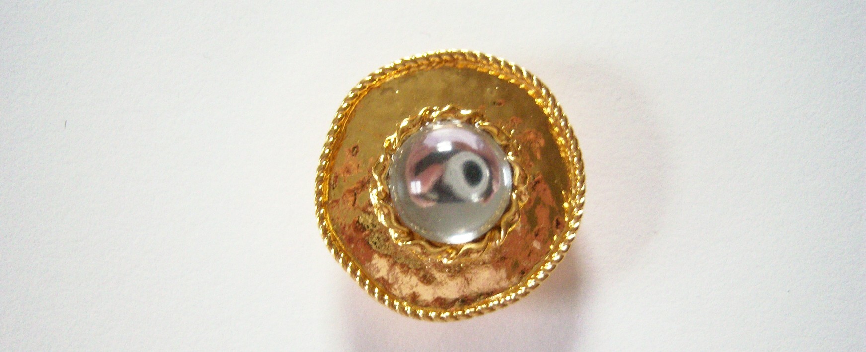 Gold/Crystal 1 1/8" Metal Button