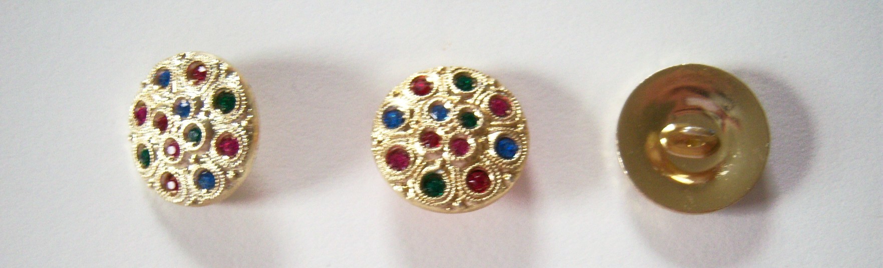 Gold/Crystals 5/8" Button