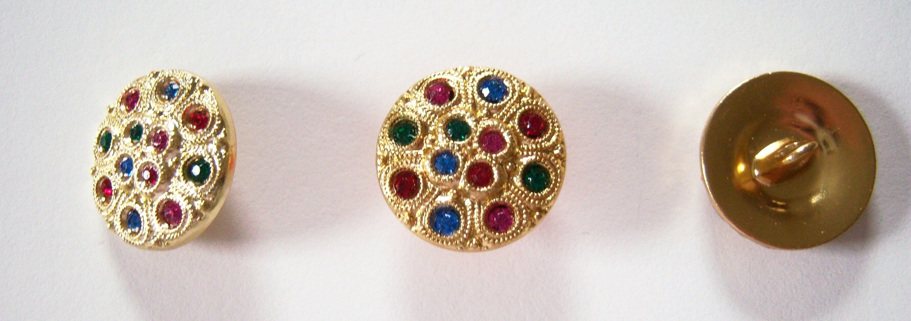 18kt Gold/Crystals 3/4" Button