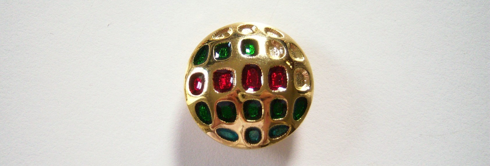 Gold/Red/Green 1" Plastic Button