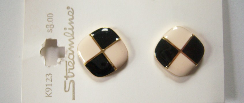 Black/Ivory/Gold 13/16" Two Button Card