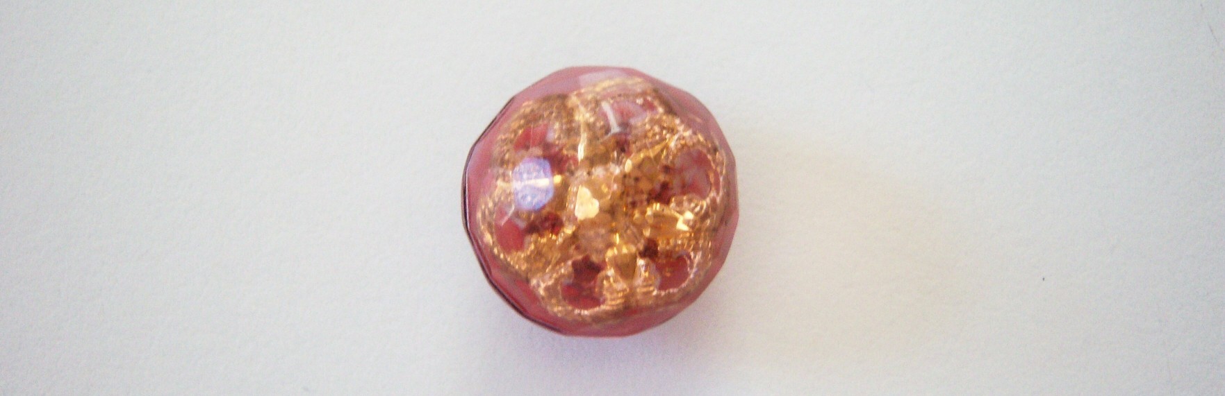 Rose Acrylic/Gold 3/4" Button