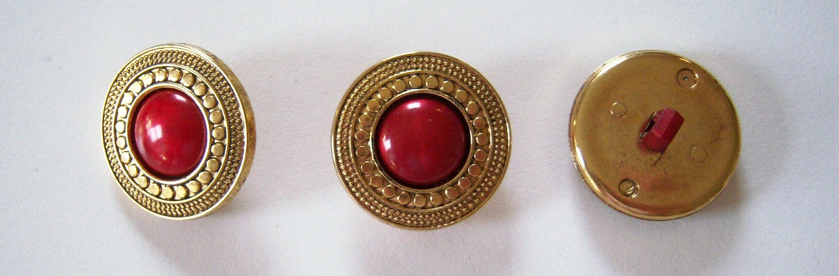 JHB Garnet/Gold 3/4" Button