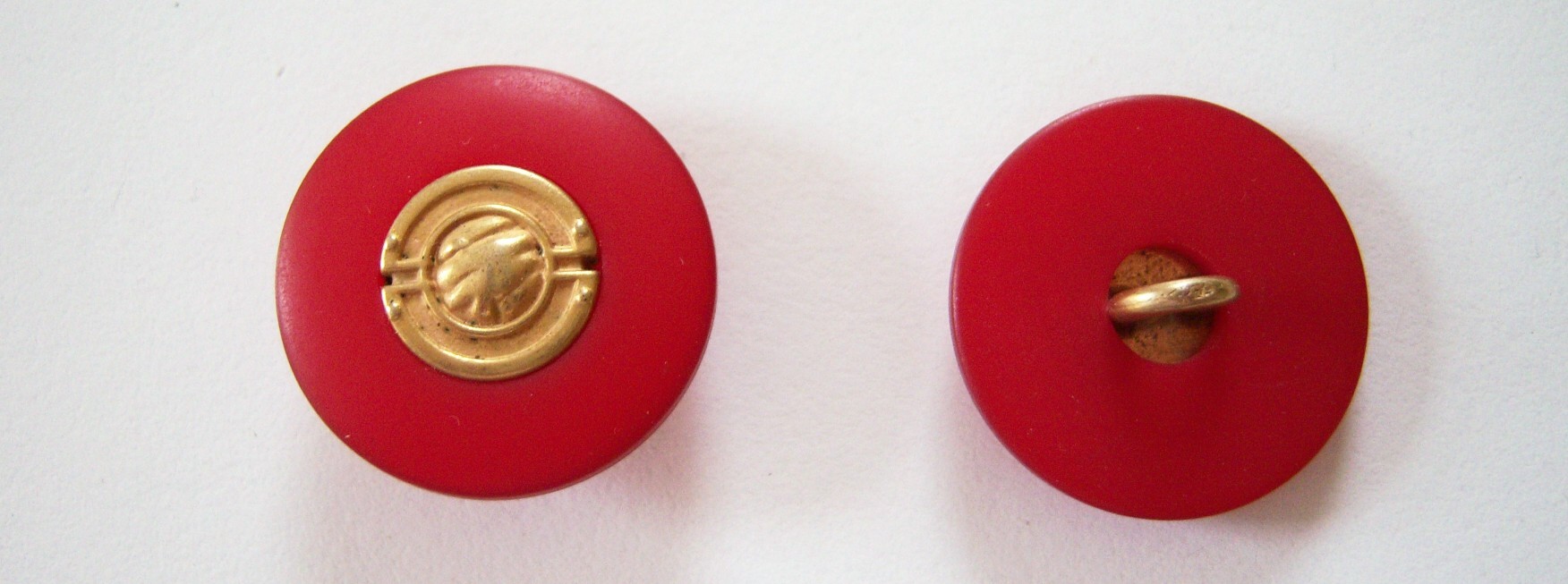 JHB Ruby Red/Gold 7/8" Button