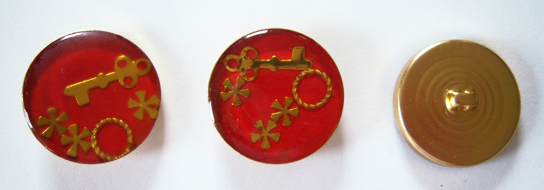 JHB Red/Gold 1 1/8" Button