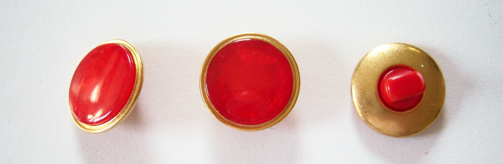 Tomato Pearl/Matte Gold Rim 11/16" Button