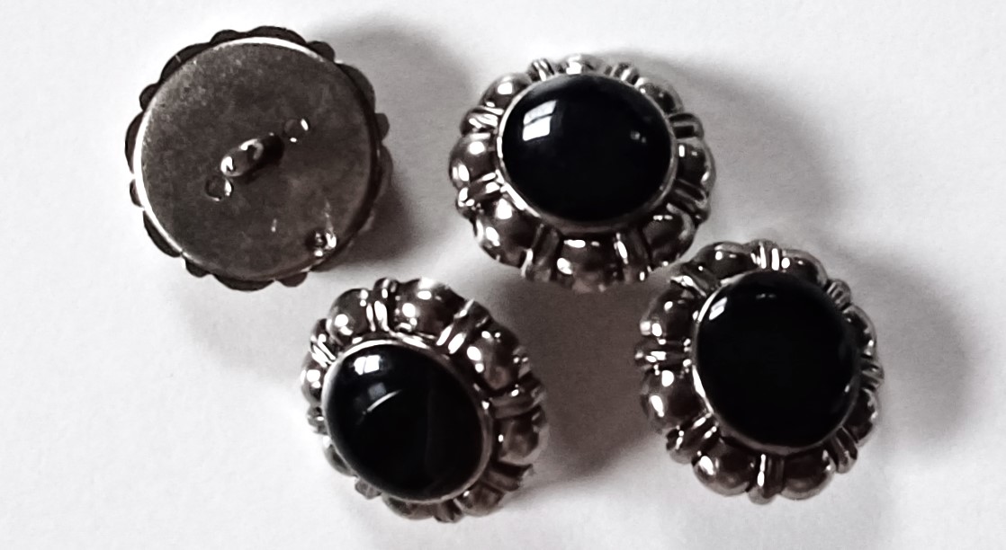 Black Prism Half Ball/Silver Rim Button