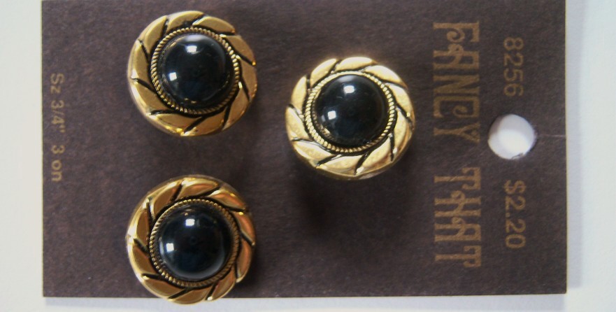 Black Ball/Gold Rim 3/4" 3 Button Card