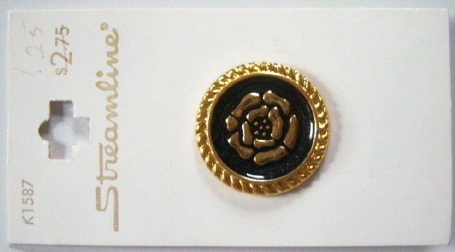 Black/Gold Rose 1" Plastic 2 Button Card